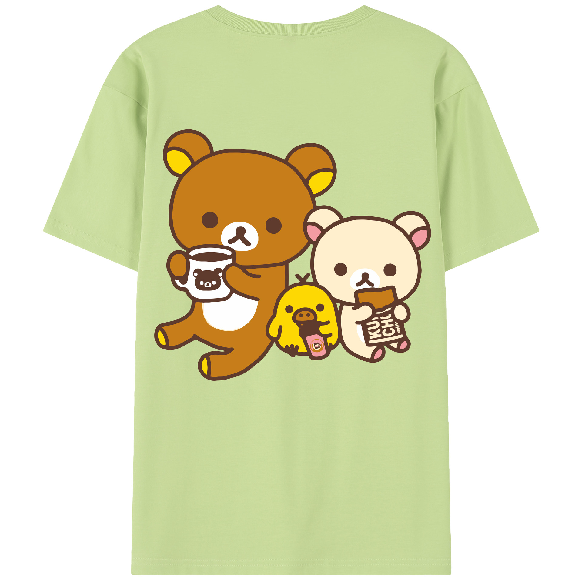 （画像用） リラックマ リラックマ キイロイトリ Rilakkuma Korilakkuma Kiiroitori 綿100％半袖Tシャツ（背面プリント）